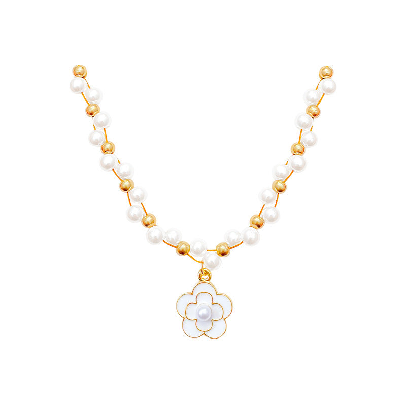 French Style Retro Easy Matching Temperament Camellia Necklace For Women