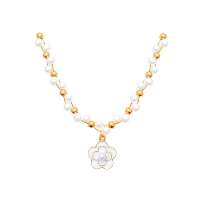 French Style Retro Easy Matching Temperament Camellia Necklace For Women