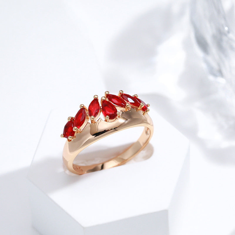 French Retro Red Zircon Ring