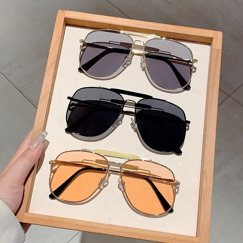 Double Beam Large Frame All-match UV-proof Sunglasses