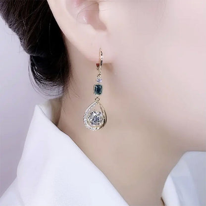 Exquisite Light Luxury High-grade Diamond-embedded Water Drop Earrings