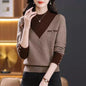 New Thick Sweater Women's Fake Two-piece Half Turtleneck Bottoming Top