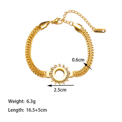 Women's Non-fading Fashion Sun Hollow Wheat Titanium Steel Bracelet