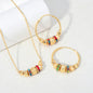 Colorful Beads Jewelry Non-fading Necklace Earrings Two-piece Set