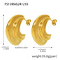 Stainless Steel Multi-layer C- Shaped Curved Heavy Industry Earrings