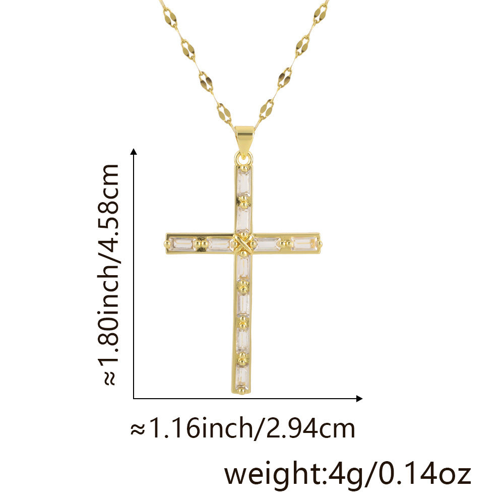 Copper Micro Zircon-inlaid Pendant Lip Chain