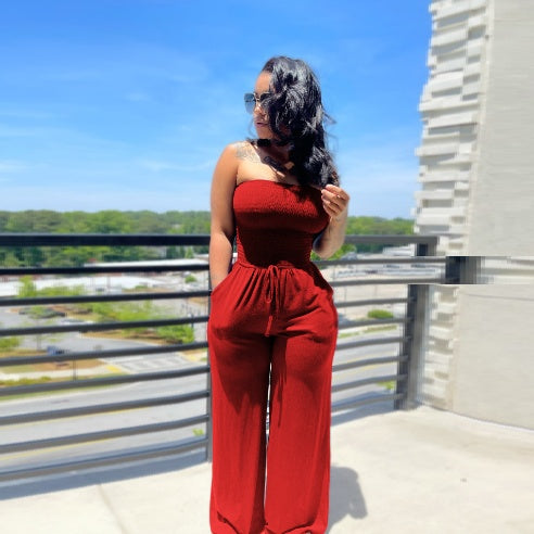 Sexy Casual Brushed Wide-leg Jumpsuit