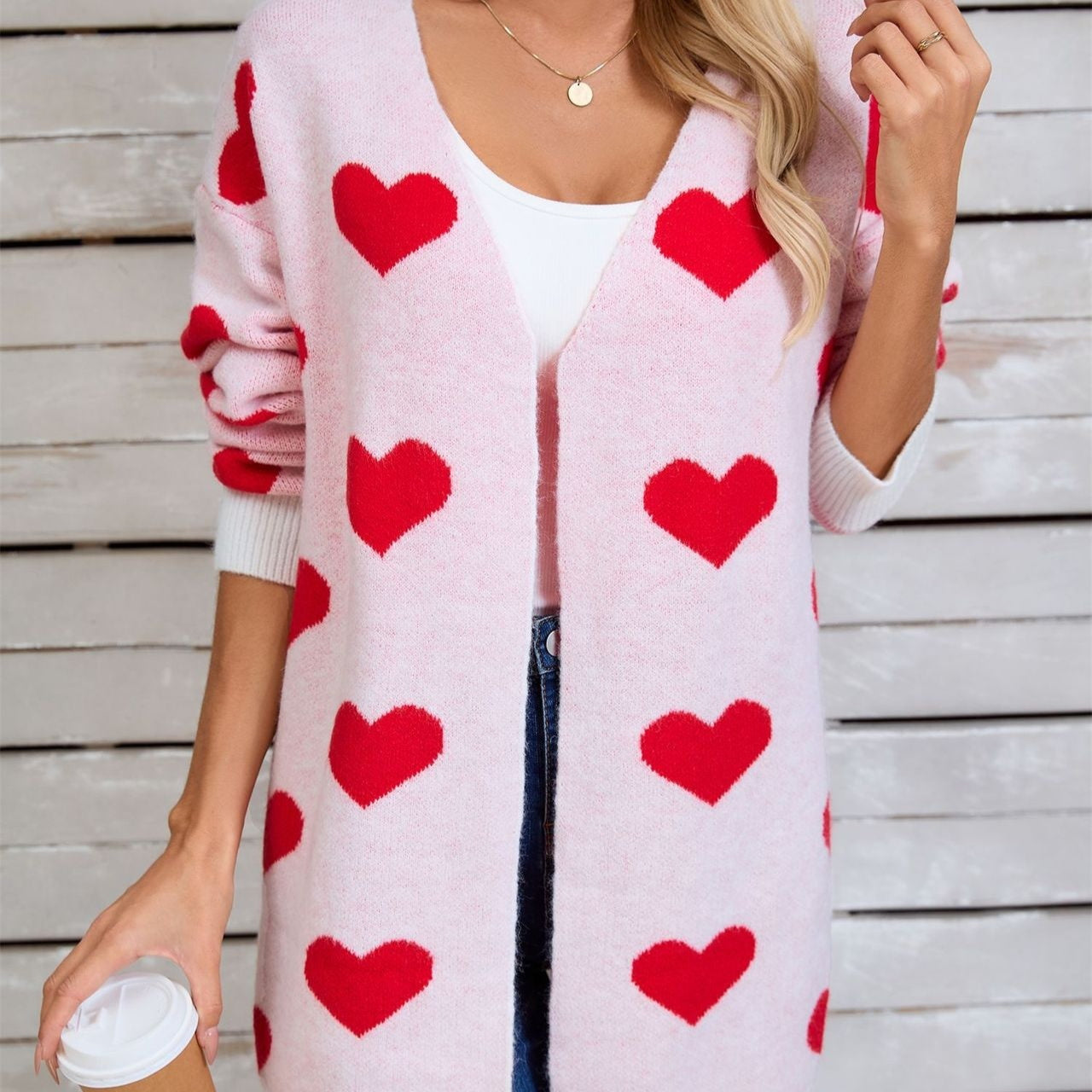 Casual Plus Size Patchwork Knitting Love Sweater